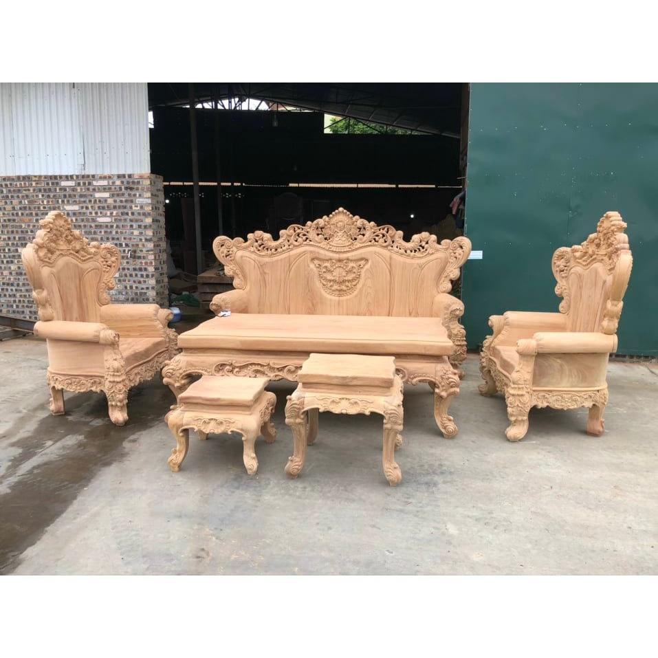 Bộ bàn ghế phòng khách hoàng gia nguyên khối gỗ gõ đỏ