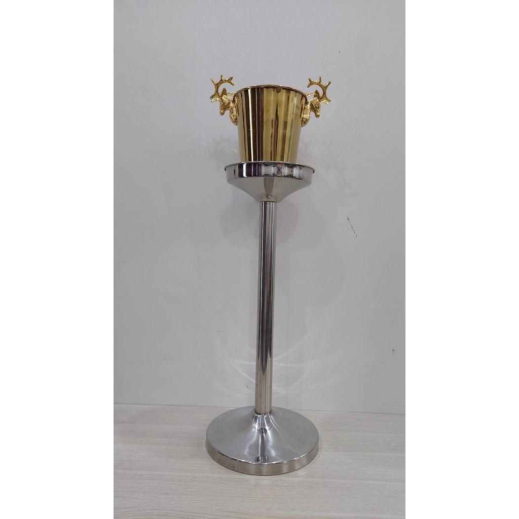 Xô đá, xô ướp  champagne, trái cây, xô trang trí Inox 304 hình nai cao cấp sang trọng màu vàng