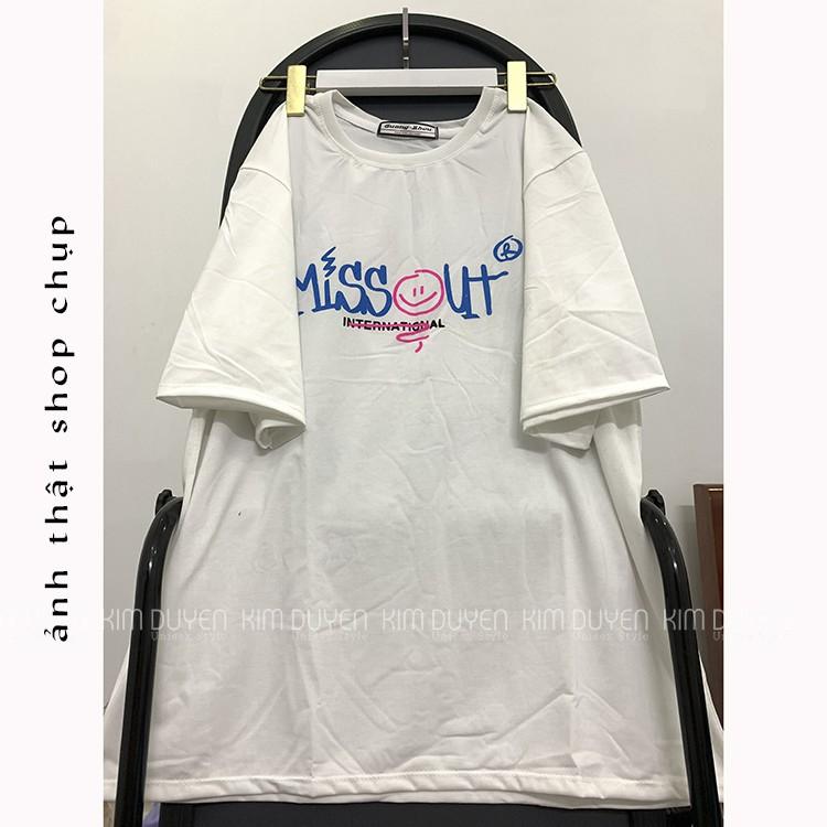 Áo Thun MisOut 2 Màu Trắng, Đen tay lỡ form rộng Unisex 38-65kg Nam Nữ