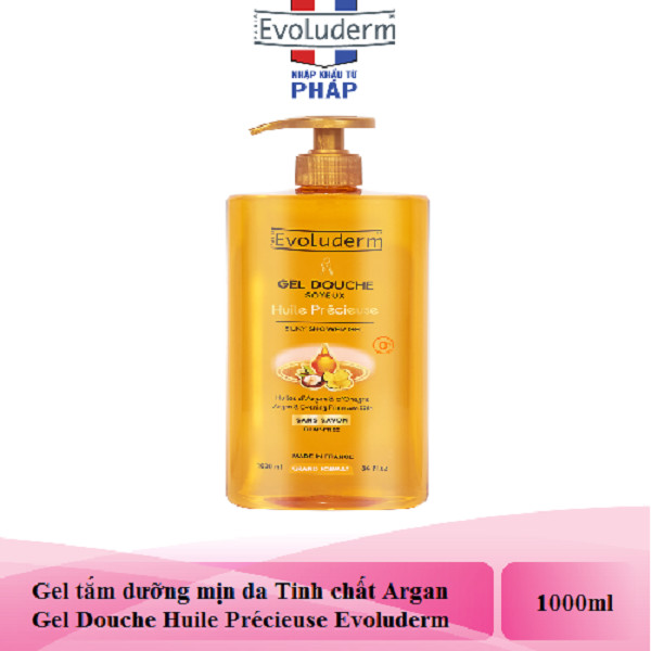 Gel tắm dưỡng mịn da Tinh chất Argan Gel Douche Huile Précieuse Evoluderm 1000ml - 15258