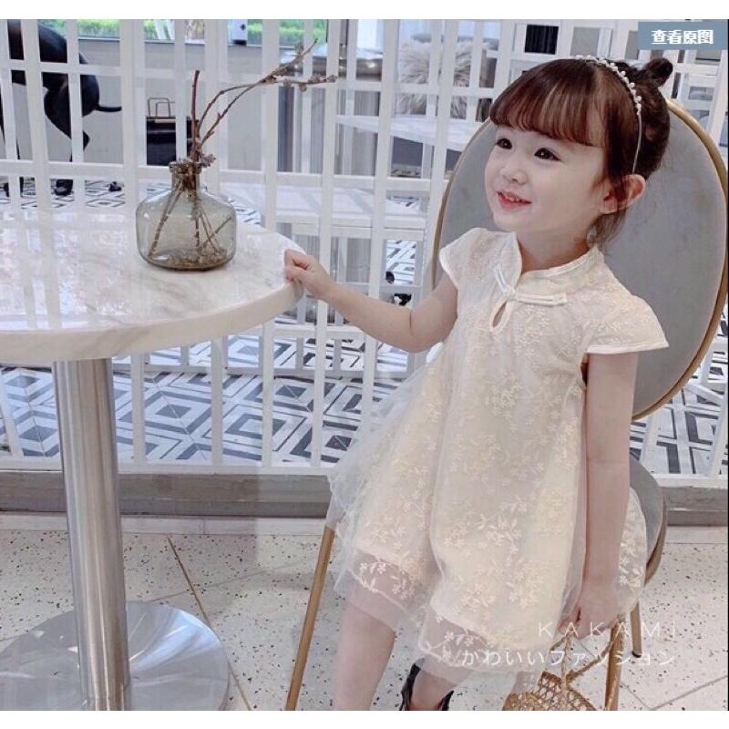 Đầm váy sườn xám phối ren bé gái siêu xinh 8-28kg