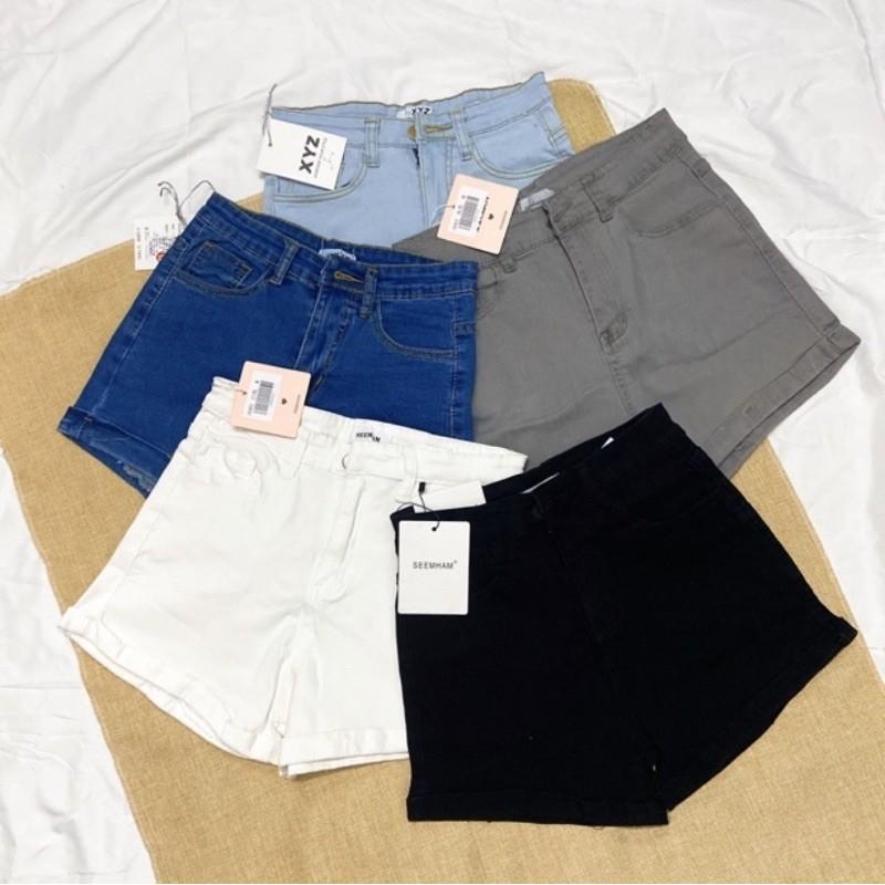 Quần short Jeans cạp cao co dãn phong cách Hàn Quốc