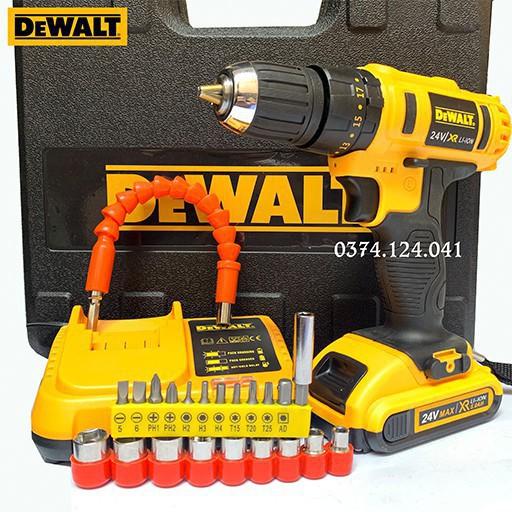 Máy Khoan Pin Cầm Tay Dewalt 24V Búa, Bắn Vít - TẶNG Phụ Kiên 22 Chi tiết - Máy Khoan 3 Chức Năng Búa - Khoan Bê Tông