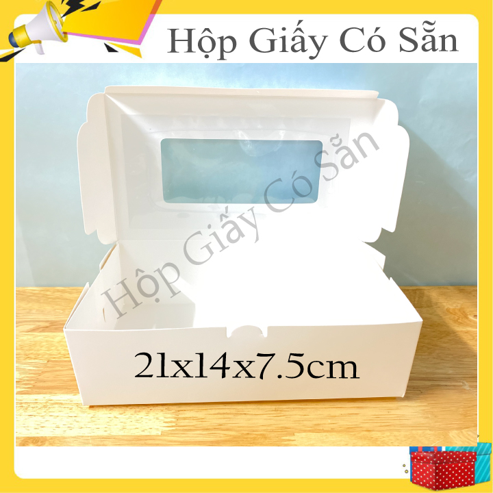 Hộp giấy trắng size 21x14x7.5cm combo 10 hộp