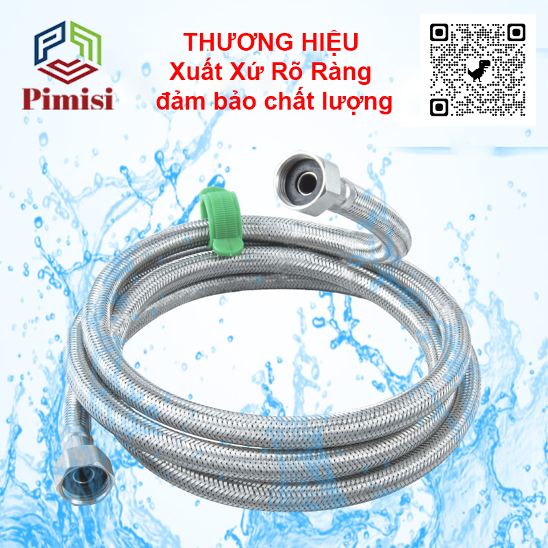 Dây cấp nước nóng lạnh inox 304 Pimisi chịu nhiệt độ cao làm ống dẫn nước cho vòi rửa mặt lavabo - bình nóng lạnh - bồn cầu - bồn tắm - vòi rửa bát với kích thước chiều dài 40-60-80-100-120-150 cm với 2 đầu ren 21 | Chính hãng