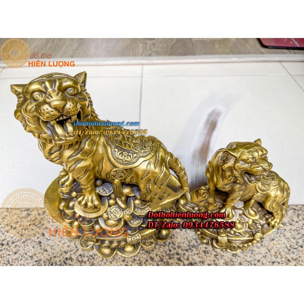 Tượng Linh Vật Hổ Thét Sơn Hà Đứng Trên Quan Tiền Bằng Đồng Vàng Nguyên Chất Các Cỡ