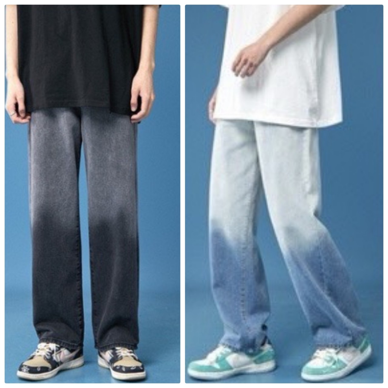 Quần jean nam BASIC ống suông rộng dáng baggy Wash 2 màu