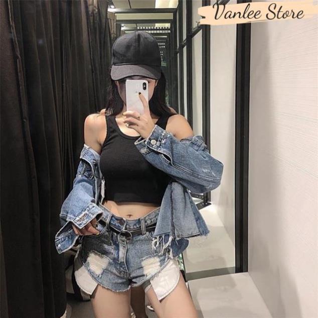 Áo croptop nữ 3 lỗ thể thao bozip 6 màu cá tính