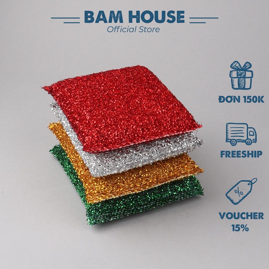 Bộ 4 miếng rửa chén kim tuyến Bam House đa năng siêu sạch cao cấp BRH01 – Gia dụng bếp
