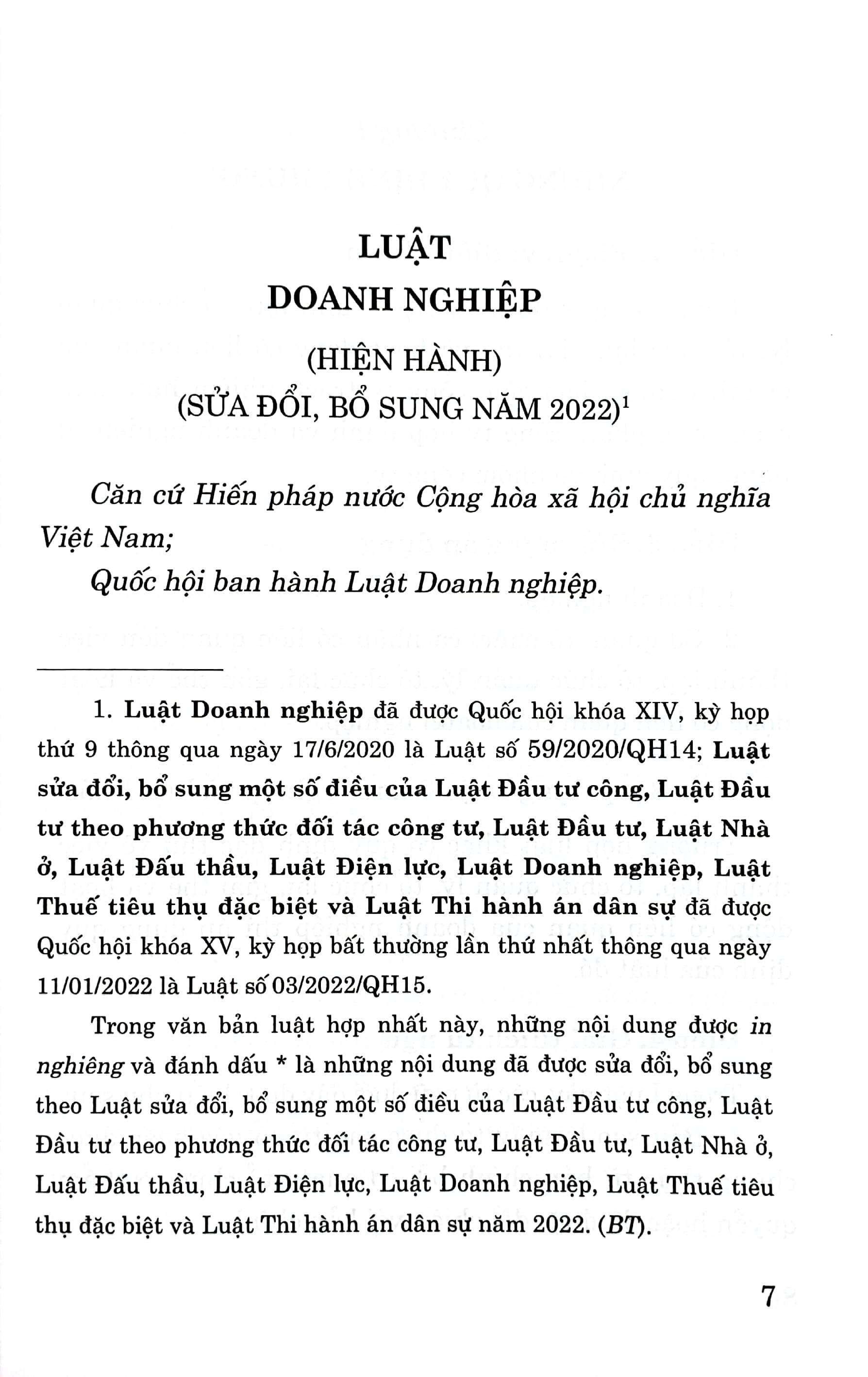 Luật Doanh Nghiệp (Hiện Hành) (Sửa Đổi, Bổ Sung Năm 2022)