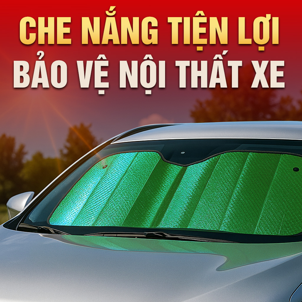 Tấm Che Nắng Ô Tô Xốp Cách Nhiệt Loại Dài Gấp Gọn Màu Lá Phủ Bạc Cho Kính Lái Và Kính Sau CIND CD-F001 (70x145cm) - Nhập Khẩu Chính Hãng