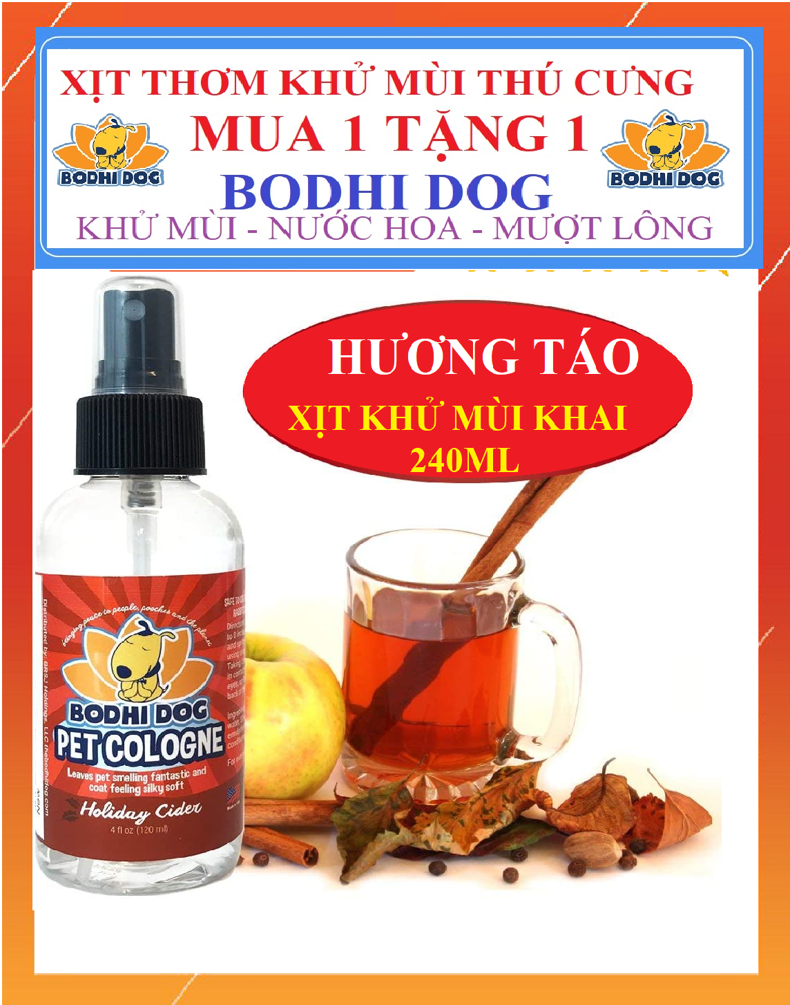 Chai xịt khử sạch mùi hôi sát trùng không gian sống và chuồng nuôi cho chó mèo thú cưng