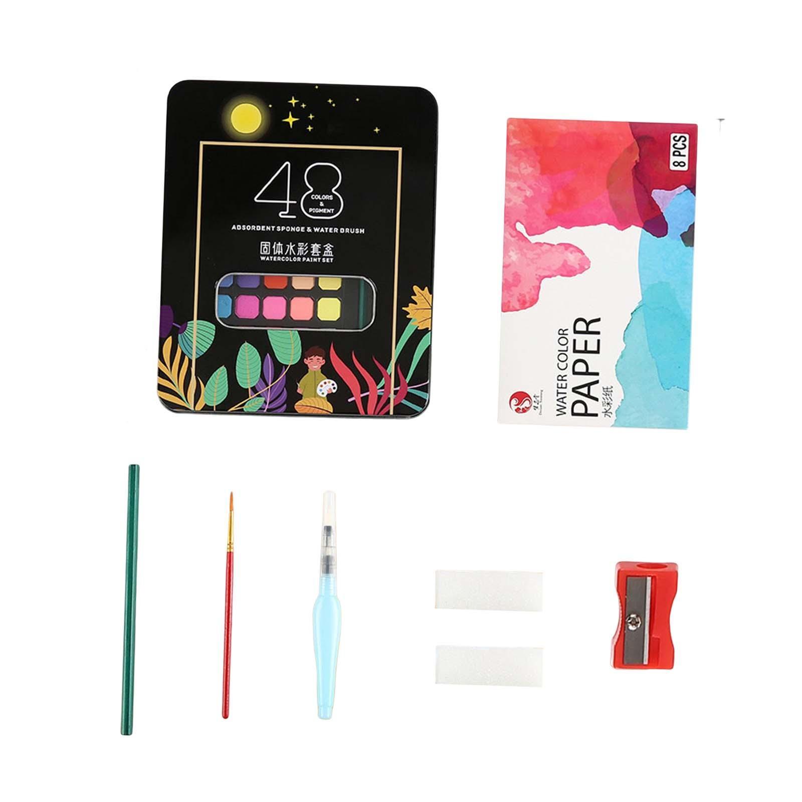 Watercolor Paint Set with Paint Brush Art Paper for Children School Supplies