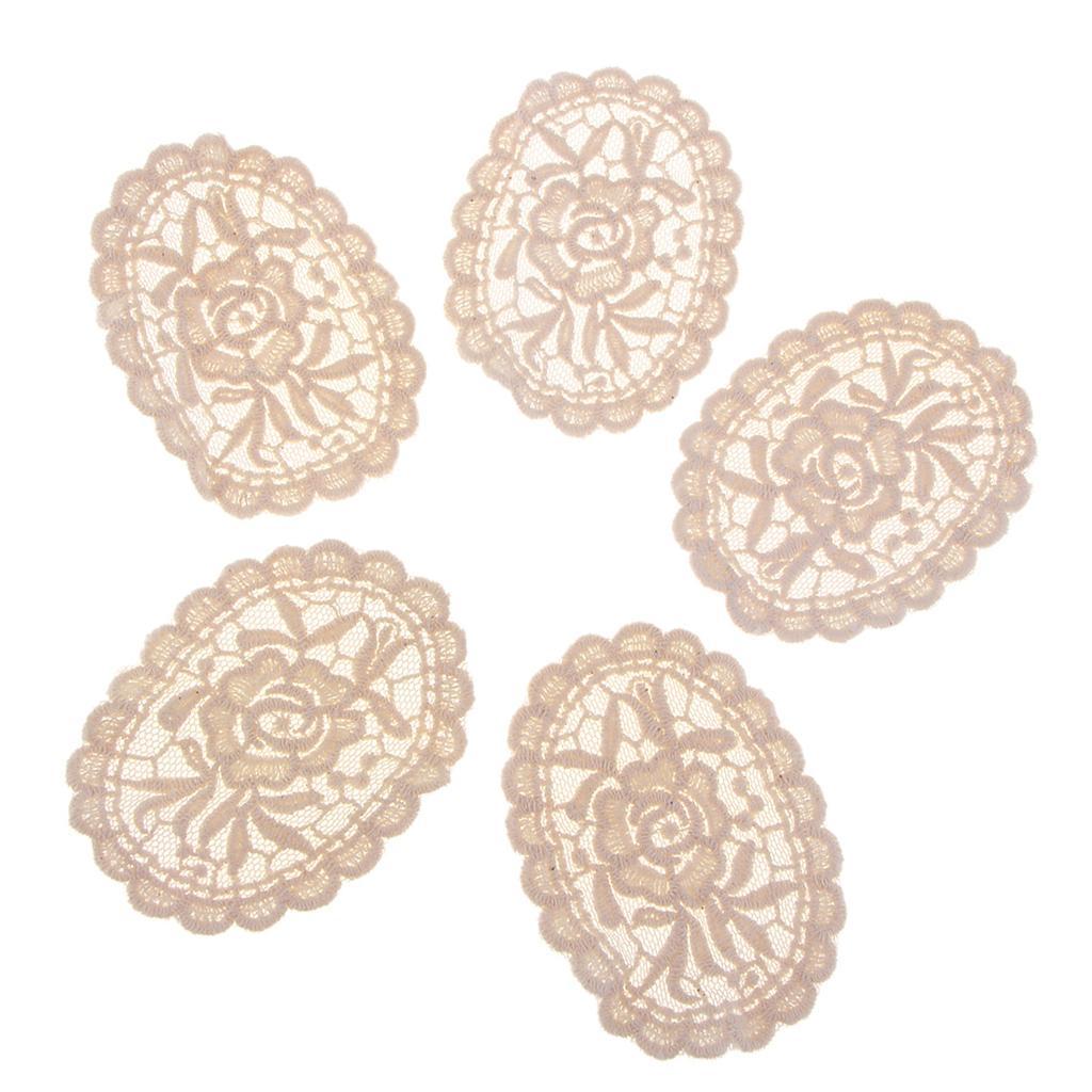 5 Pieces Embroidery Lace Appliques for Clothes Dress Decor Rose