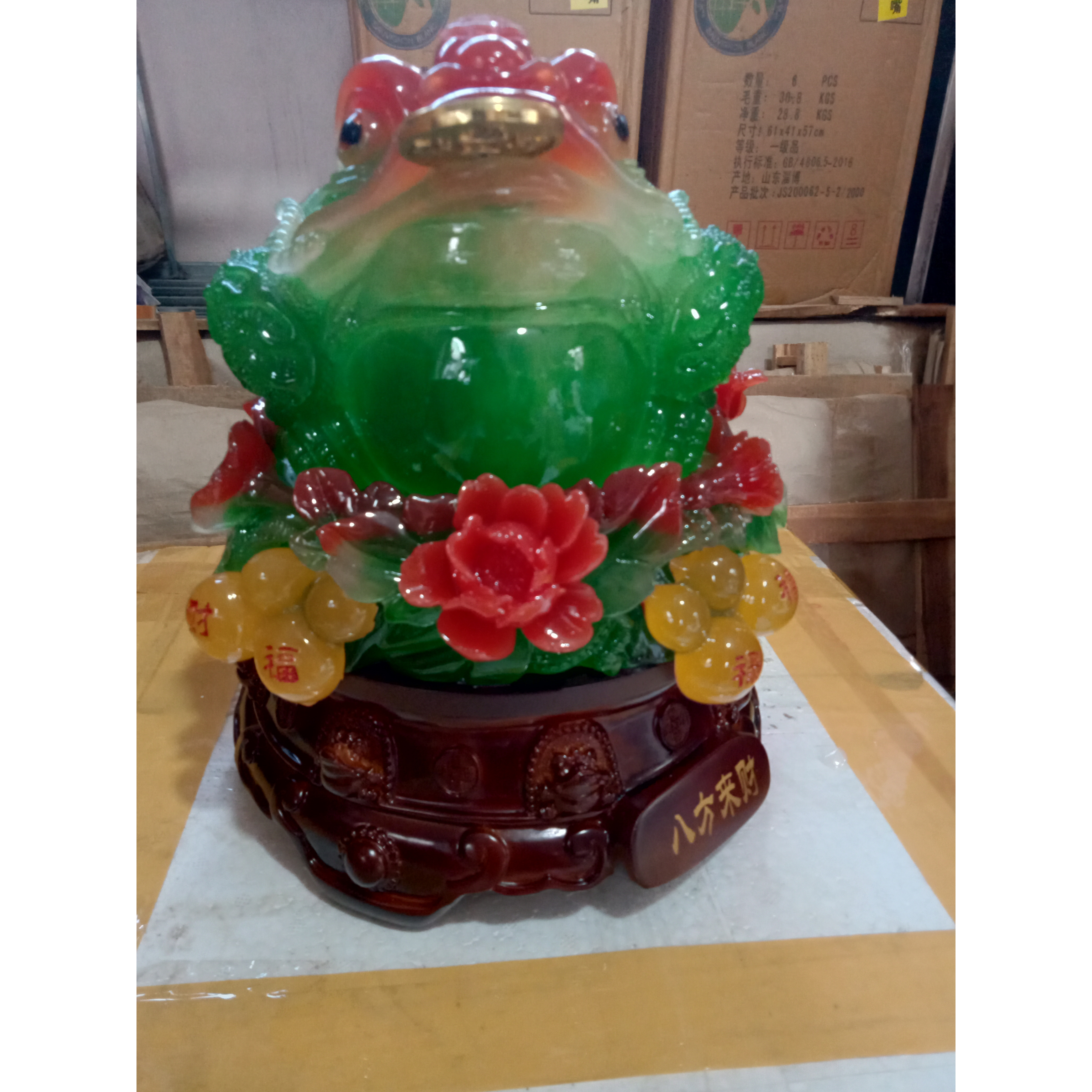 Thiềm Thừ Ngậm Tiền Chiêu Tài Hút Lộc - cóc hồ lô xanh 32 cm