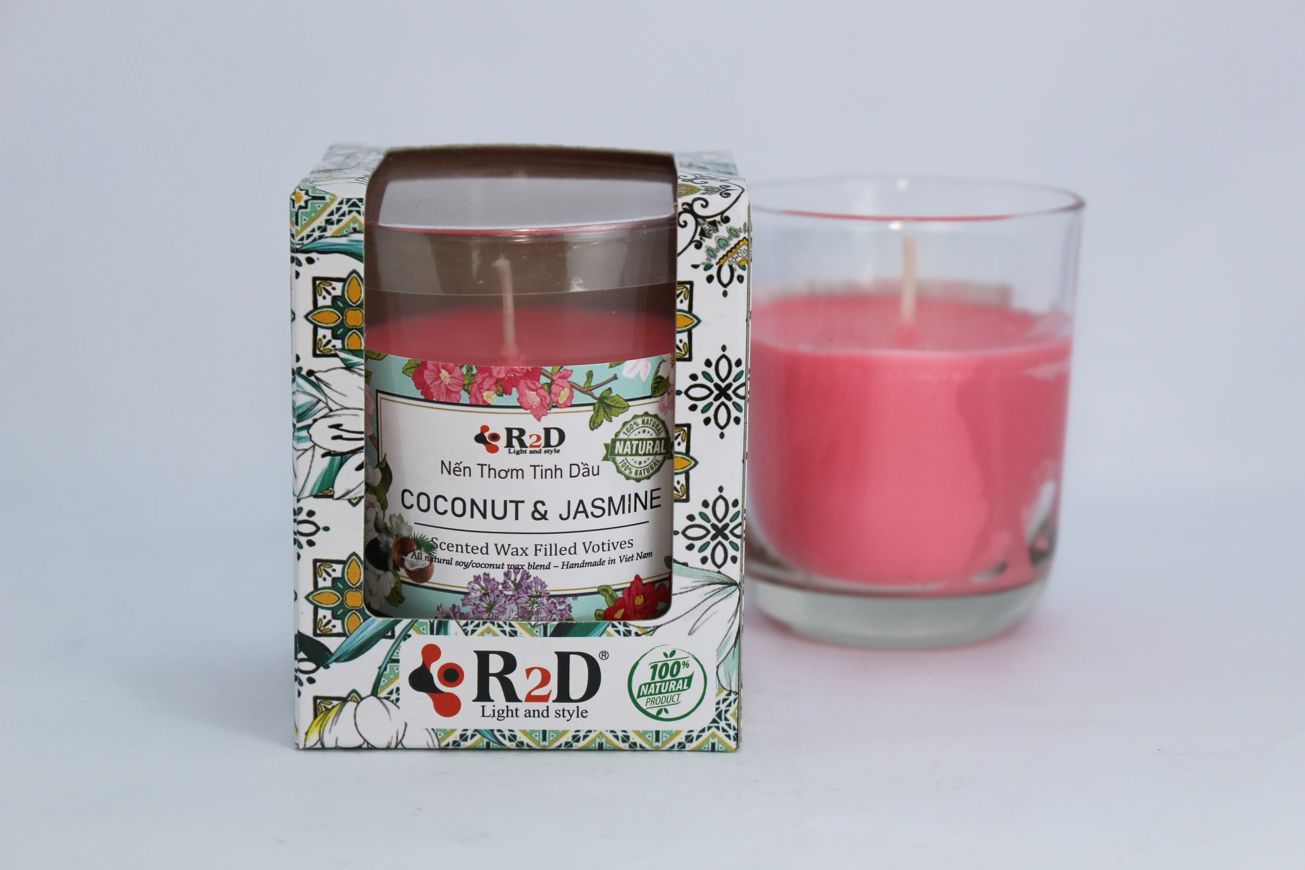 Nến thơm hoa Lài Coconut Jasmine R2D Thư giãn tinh thần - khử mùi hiệu quả