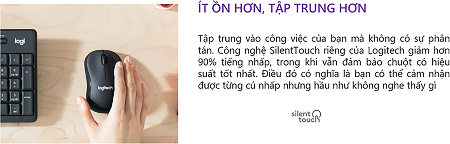 Chuột không dây Logitech M220 Silent - Hàng chính hãng