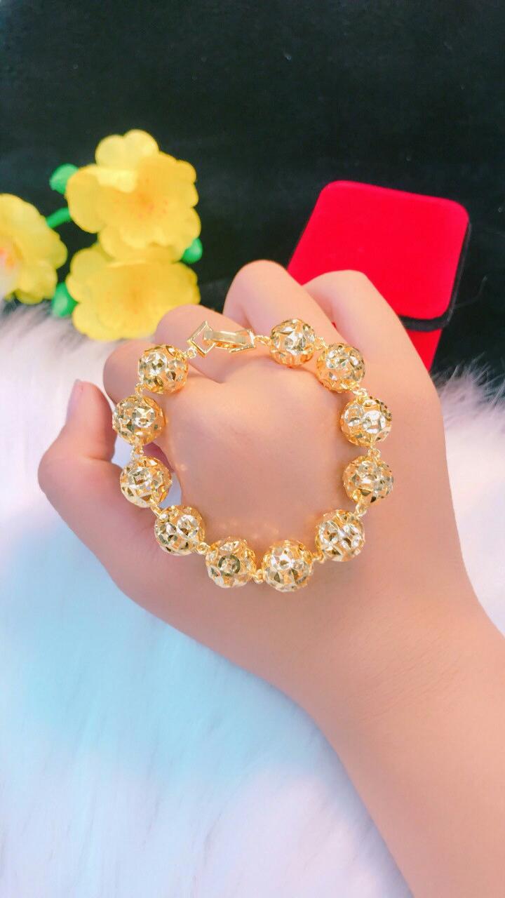 Lắc tay nữ bi rỗng mạ vàng 18k EKHM1136CD