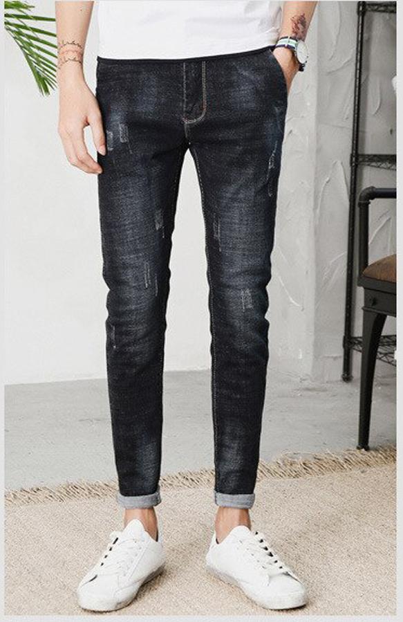 Quần Jeans Nam Đen Xước Nhẹ DENXUOC52 - Đen Xước