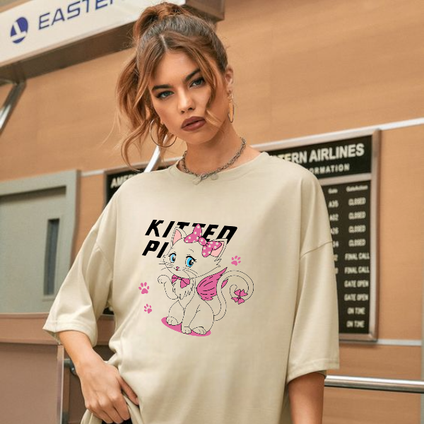 Áo Thun Nữ Cổ Tròn, Áo In Hình Mèo 3d Sắc Nét, Chất Liệu Cotton Thoáng Mát, Tay Lỡ Trẻ Trung Và Thanh Lịch - DOPEL SHOP