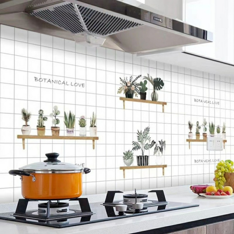 Combo 3 mét giấy dán bếp, decal dán bếp tráng nhôm KỆ HOA khổ 60cm có keo sẵn