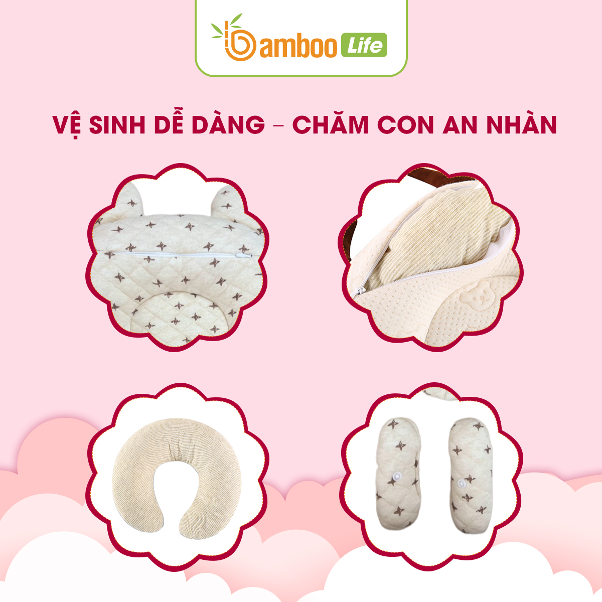 Gối chống bẹp đầu cho trẻ sơ sinh Bamboo Life Gối cao su non chống bẹp đầu méo đầu móp đầu Gối cho trẻ sơ sinh cao cấp êm ái BL101 hàng chính hãng