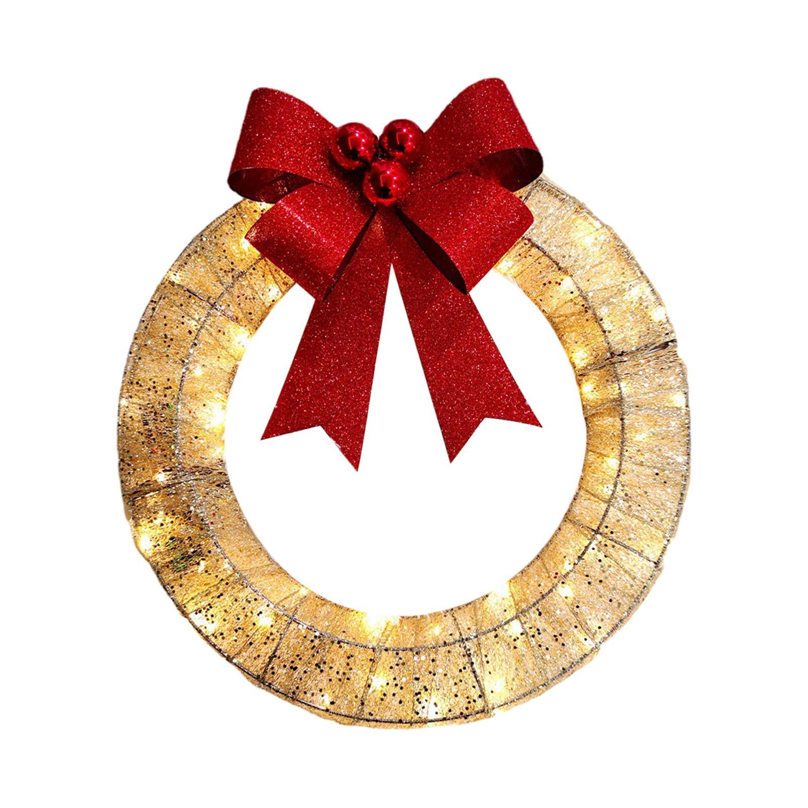 Christmas Wreath Flower Wreaths Ornaments Warm Light Wreath Front Door Wreath for Outdoor Home Window Living Room Balcony