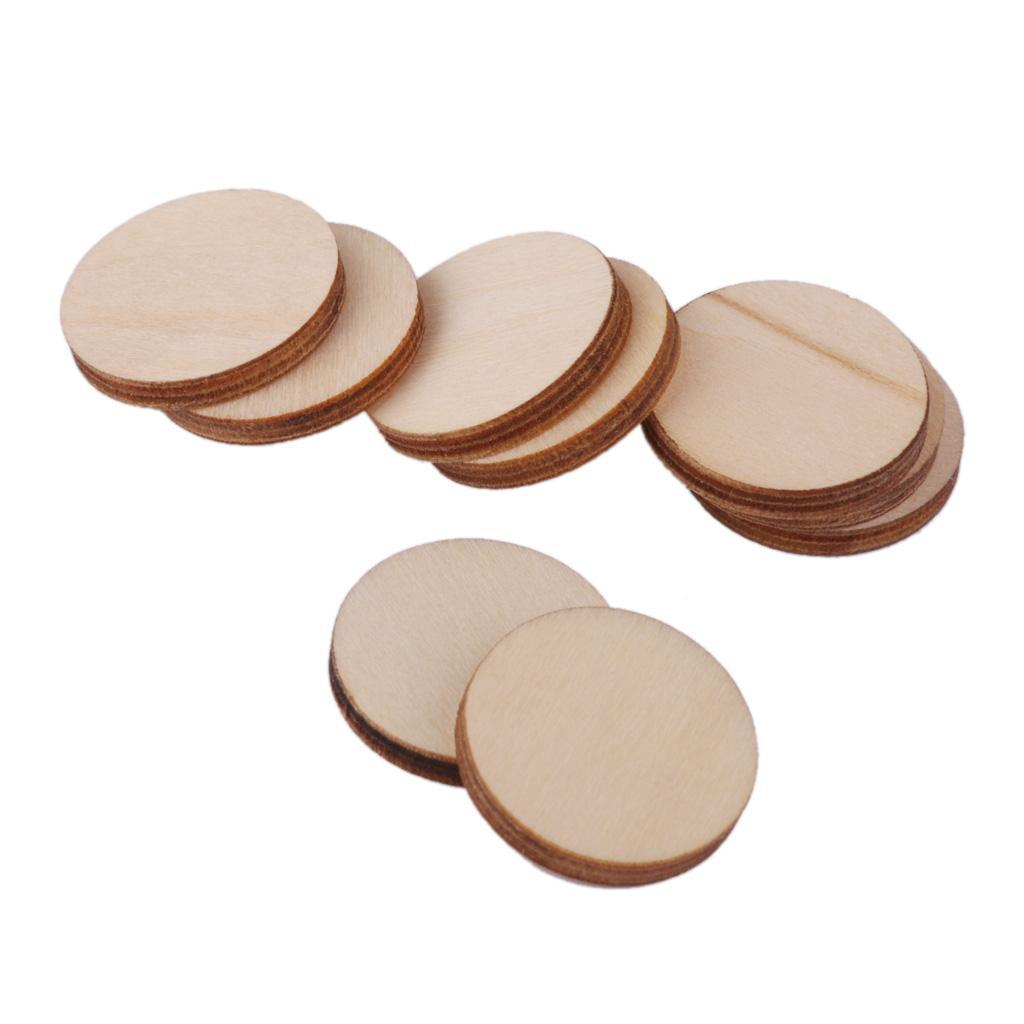 40Pieces Unfinished Wooden Round Discs Blank Plain Cutouts Wood Slices Circle Embellishments Scrapbooking DIY Craft Decoration Cards