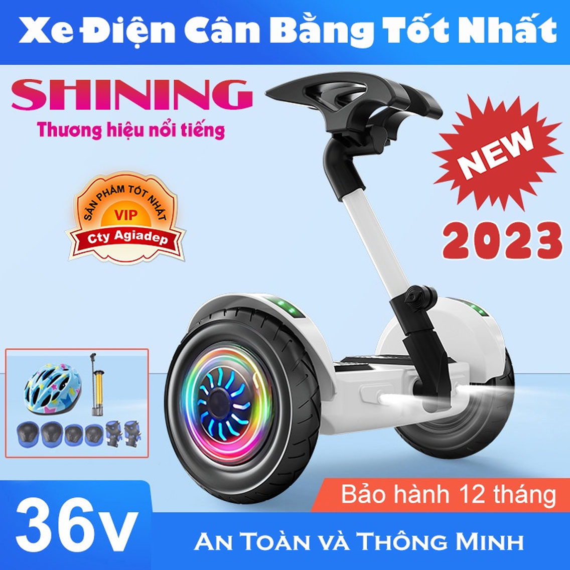 Xe điện cân bằng Hai chế độ Chân Kẹp và Tay Lái Shining