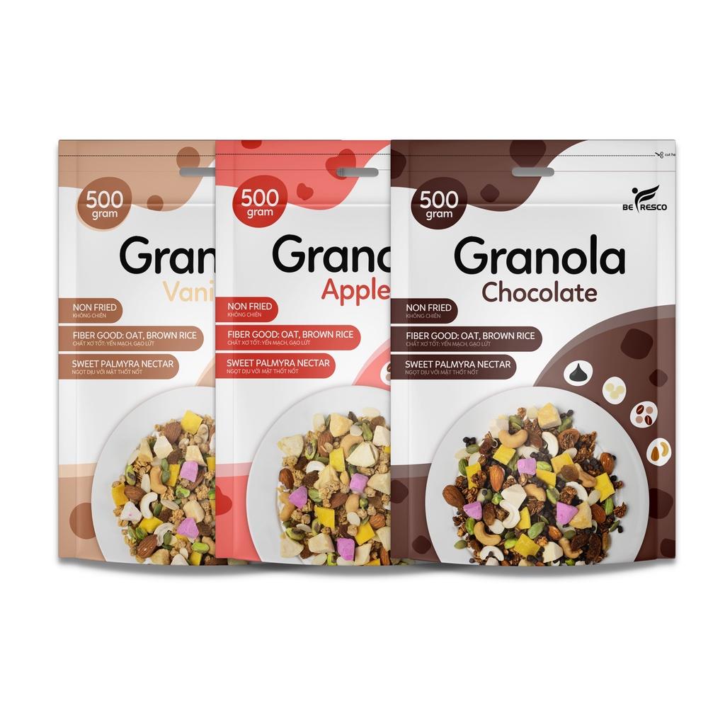 Granola Nhiều Hạt Vị Chocolate Thêm Viên Sữa Chua Sấy Befresco 500g - Ngũ Cốc Nướng Phồng Ăn Kiêng Dịu Ngọt Từ Mật Thốt