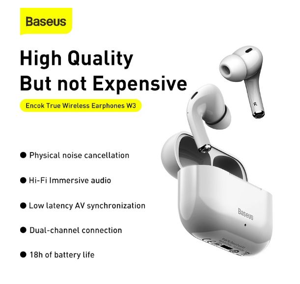 Hình ảnh Tai nghe Bluetooth Baseus Encok True Wireless Earphones W3 - Hàng Chính Hãng