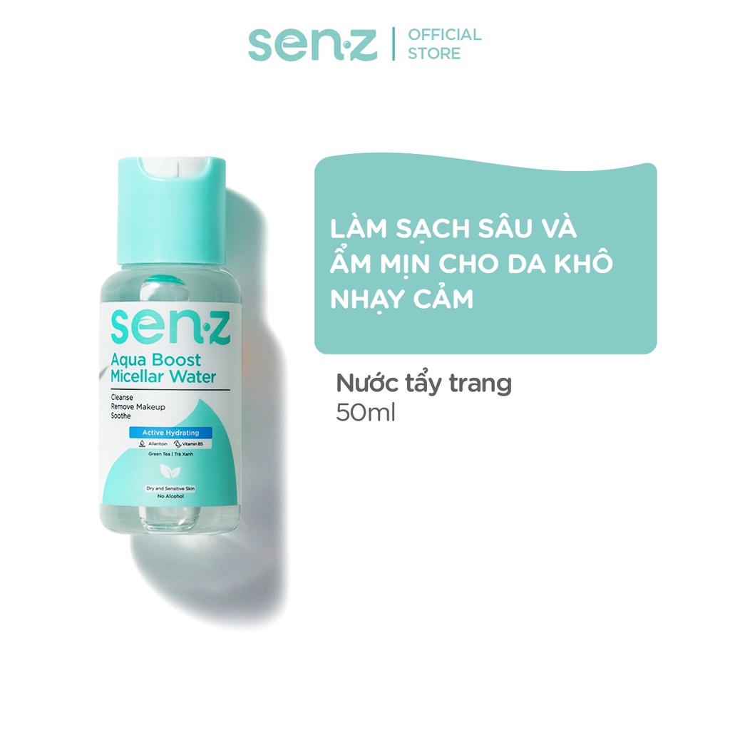 [TRAVEL SIZE 50ML] Nước Tẩy Trang Micellar Water Trà Xanh Cấp Ẩm Sâu SenZ Aqua Boost