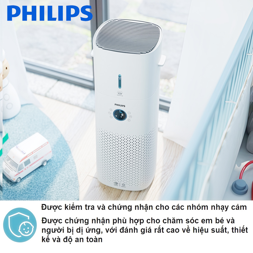 Máy lọc không khí kiêm máy tạo độ ẩm 2 trong 1, công nghệ hiện đại NanoCloud. Thương hiệu Hà Lan cao cấp Philips - AC3737/00. Hàng chính hãng