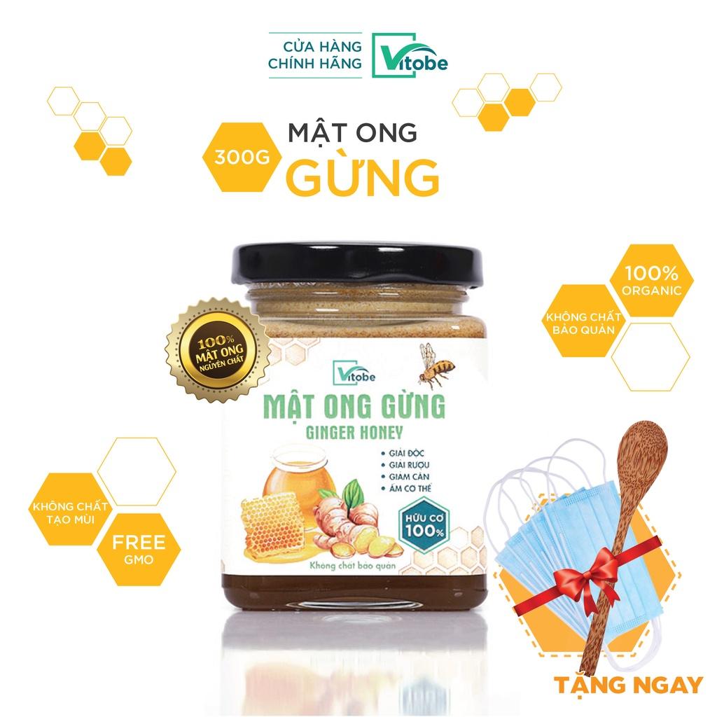 Mật Ong Gừng Vitobe (300gr) - Hữu Cơ 100% (TẶNG cây gỗ lấy mật ong)