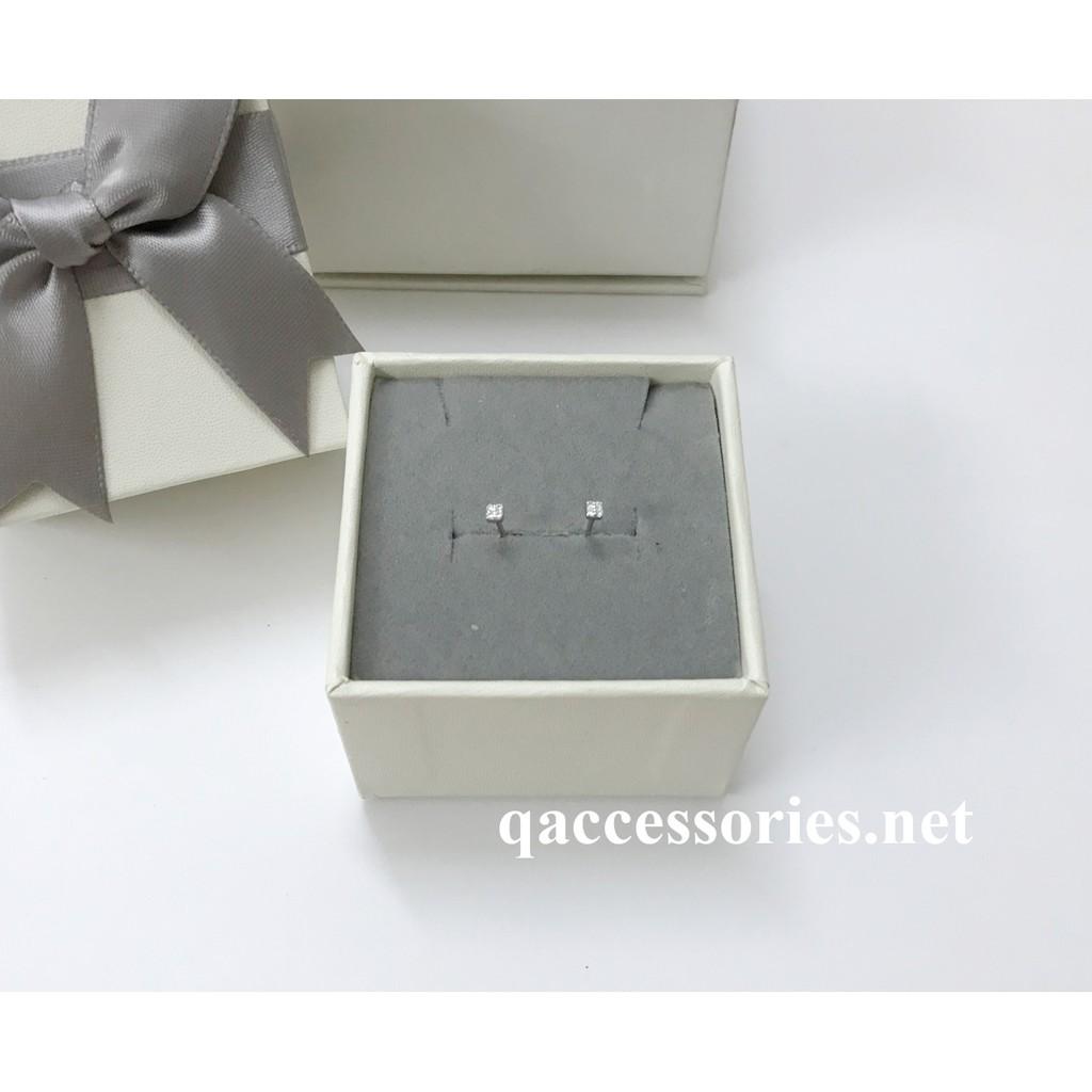 Bông tai bạc 925 vuông nhỏ đính đá khuyên nam nữ nụ mini S925 SQUARE Silver Earrings QA SILVER EA201005