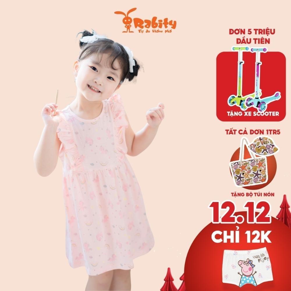 Đầm sát nách họa tiết đáng yêu chất liệu cotton cho bé gái Rabity 91099.91106.91031