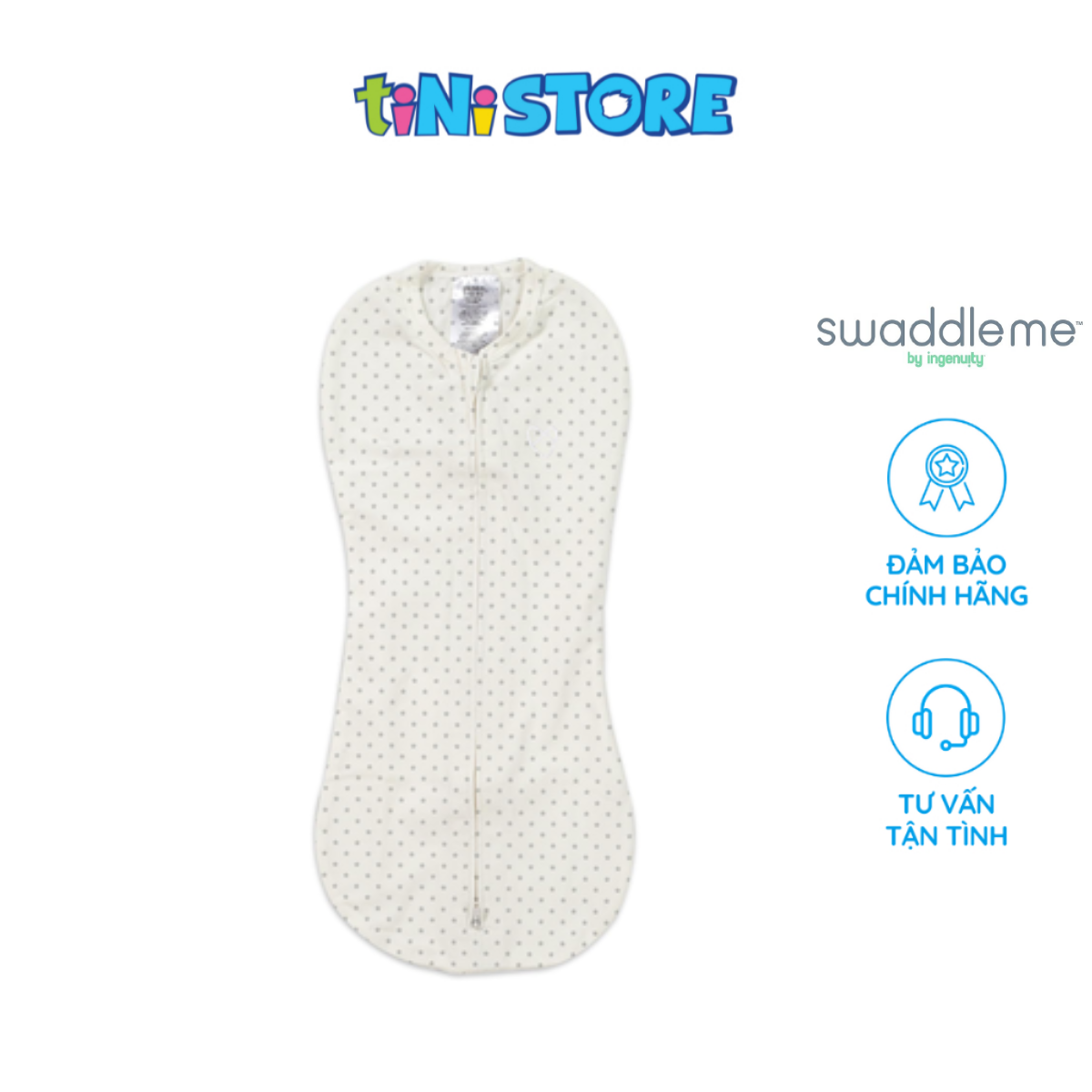 Set 2 Khăn Quấn Màu Xám/ Trắng Chấm Bi SwaddleMe 56156BDSV