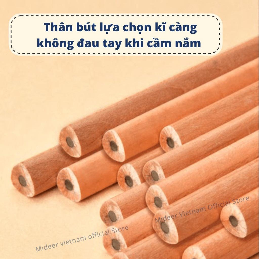 Bộ bút Chì 2B 4B 6B hộp 6 bút chì tặng kèm Gọt bút, Mideer Thick Triangular Pencils, Đồ dùng dụng cụ học tập cho bé