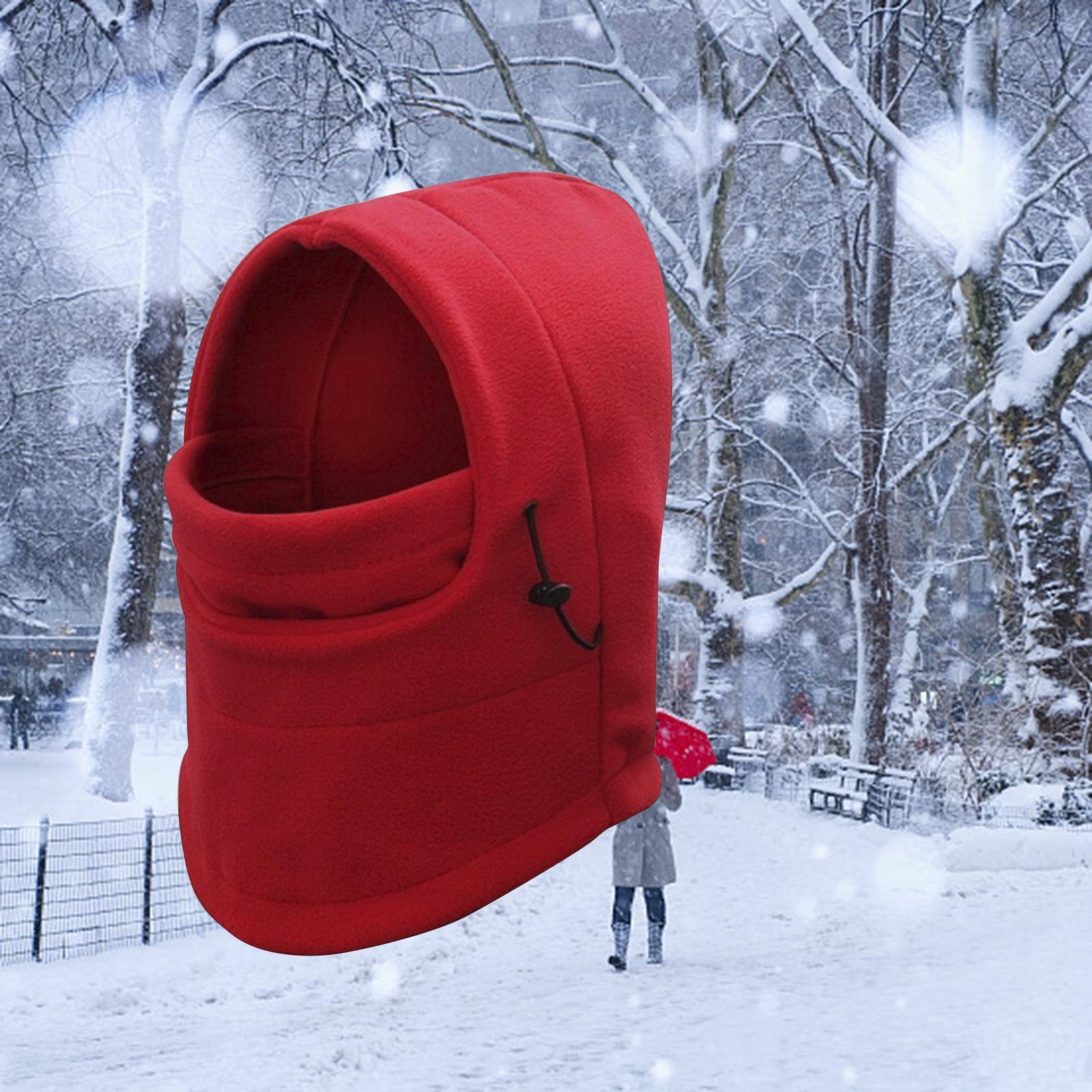 Balaclava Adjustable Scarf Winter Hat Windproof Neck Warmer Comfortable Red