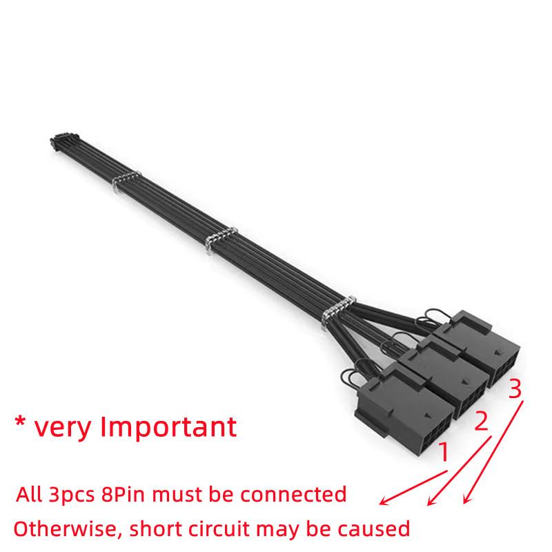 12+4Pin 12VHPWR to 3pcs PCi-E GPU 8Pin Graphics Video Card 3x8pin PCIE 5.0 Cable RTX3090Ti Power Supply Adapter Extension Cable