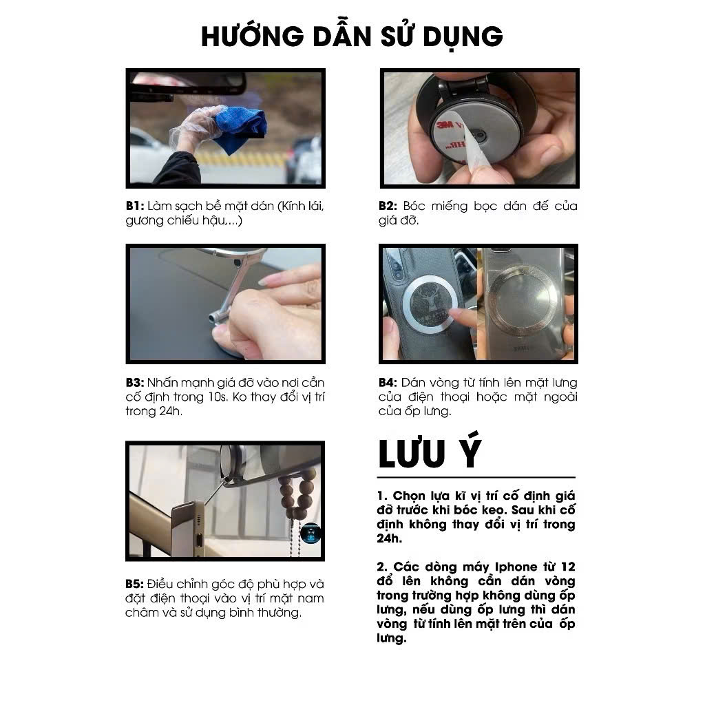 Giá Đỡ Điện Thoại Ô Tô 360 Hít Nam Châm, Hỗ Trợ Tất Cả Điện Thoại Di Động - HÀNG CHÍNH HÃNG MINIIN