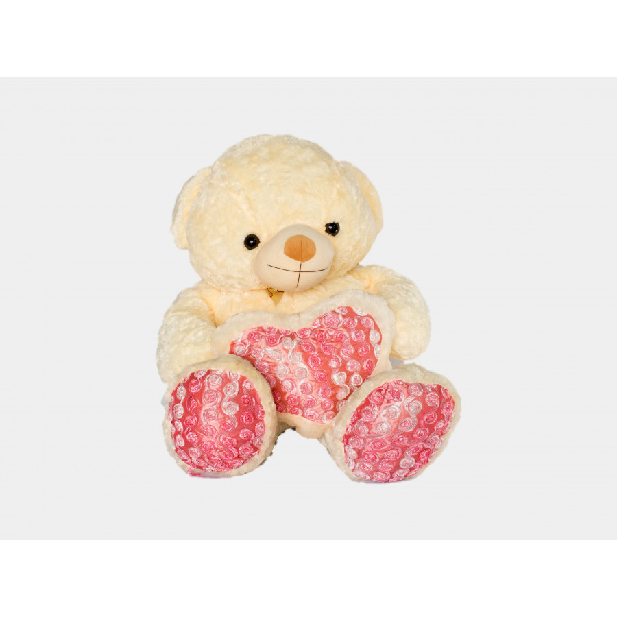 Gấu Bông Teddy Màu Kem Ôm Tim Ngộ Nghĩnh 1m4