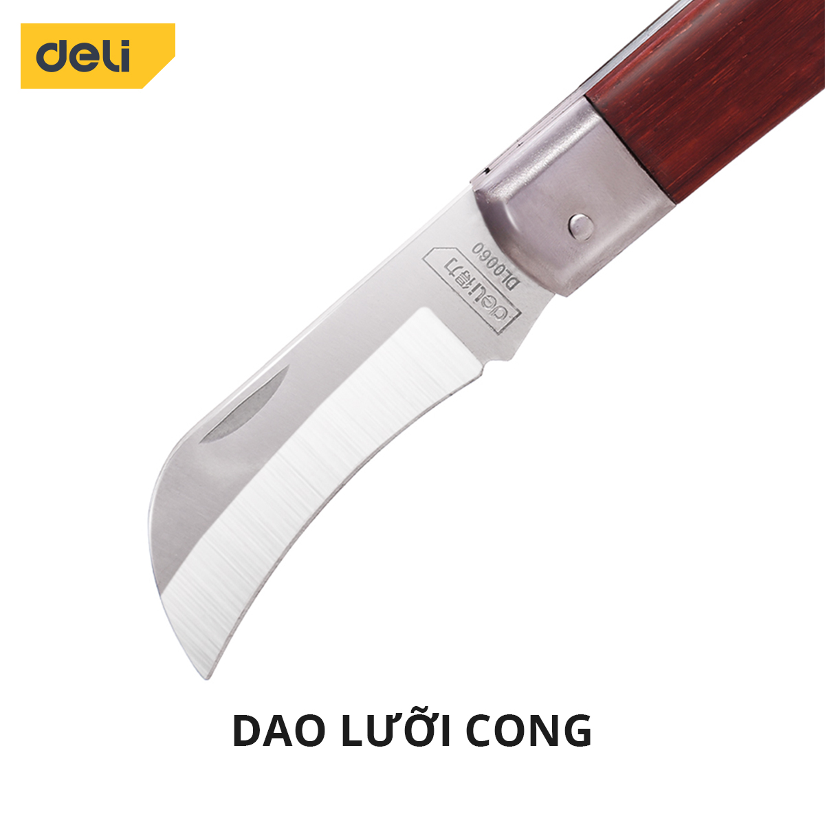 Dao Tuốt Dây Điện Deli Cán Gỗ - Chất Liệu Thép Không Gỉ Siêu Bền - Sử Dụng Đa Năng - DL0060