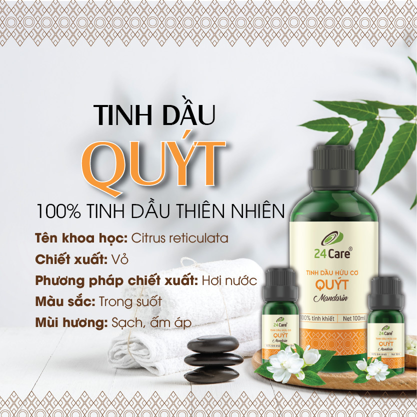 Combo 2 Tinh dầu Quýt + Bạc Hà 24Care 10ml/Chai