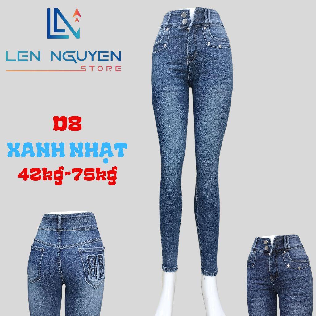 D8_Quần jean nữ, dài, lưng cao, quần bò nữ dáng ôm, quần rin nữ có big size, cho 42kg đến 75kg,LEN NGUYEN STORE - Xanh Nhạt