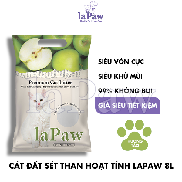 Cát vệ sinh cho mèo laPaw đất sét mix than hoạt tính 8L - Cà phê