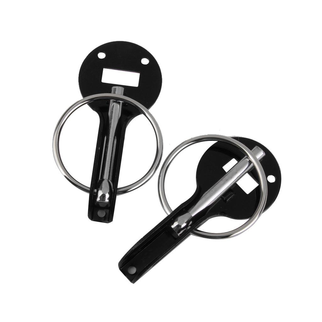 Hood Pin Black+Silver Racing Lock Kit Set Pair