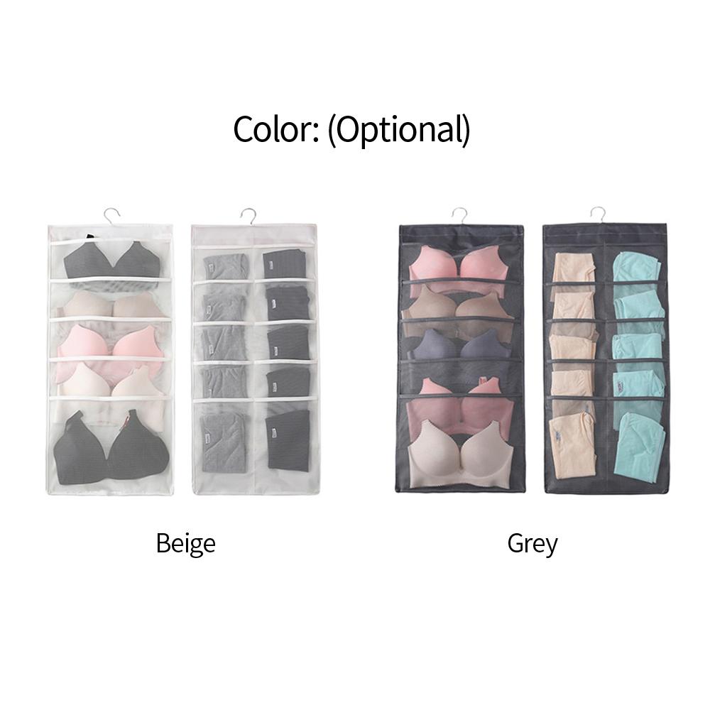 Tủ lưới treo tường hai mặt, thiết kế 15 túi, Móc treo bằng kim loại có thể xoay 360,bằng vải Oxford