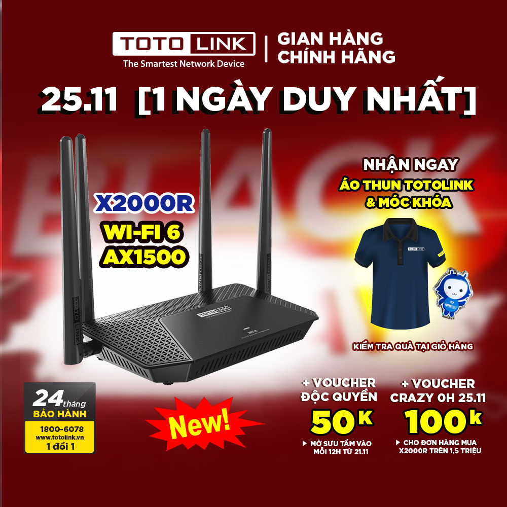 Router Wi-Fi 6 băng tần kép Gigabit AX1500 - X2000R _HÀNG CHÍNH HÃNG