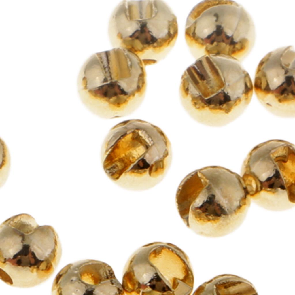 25pcs Slotted Tungsten Fly Tying Beads Fast Sinking Nymph Eyes Gold